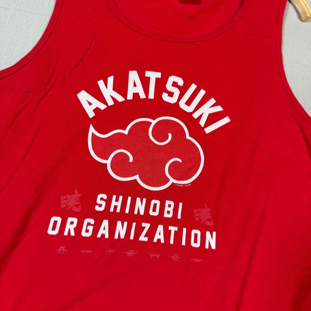 Naruto Akatsuki Shinobi Organization Red Tank Top Mens Large Anime Graphic Tee
